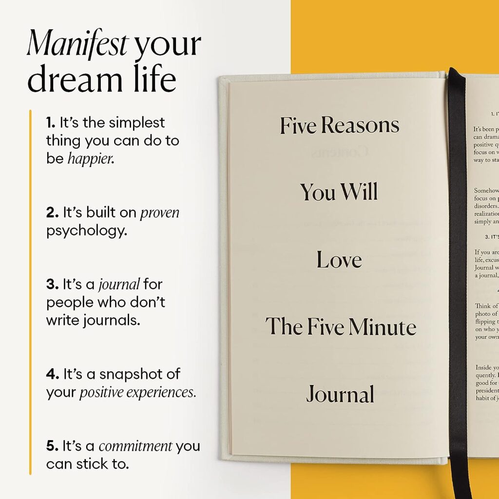 Intelligent Change The Five Minute Journal, Original Daily Gratitude Journal 2023, Reflection Manifestation Journal for Mindfulness, Undated Daily Journal, Plastic-Free, White